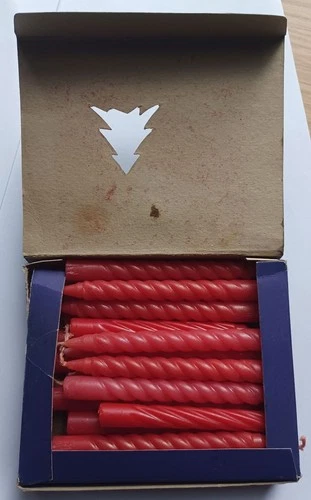 Vintage German Colner Christbaumkerzen 23 Red Christmas Tree Candles w/ Box image 2