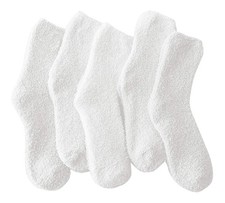 Women's Cozy Fluffy Fuzzy Socks Plush Home Slipper Socks 5678 Pairs5 White
