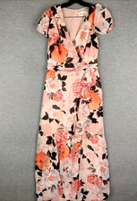 Eliza J Womens Dress 2 Orange Floral Ruffle Maxi Boho Ruffle Faux Wrap Cottage