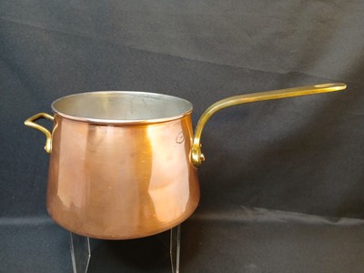 Vintage The Bridge Co Kitchenware Copper Pot with Brass Handles 4 3/4'' X 6 1/4''