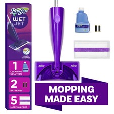 Swiffer Wet Jet with Refill, Unscented, 1 Handle  1 Solution  5 Pads  Battery