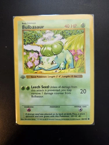 Pokémon Bulbasaur Base Set 1st Edition Regular Basic Common 44/102 40 HP 1999