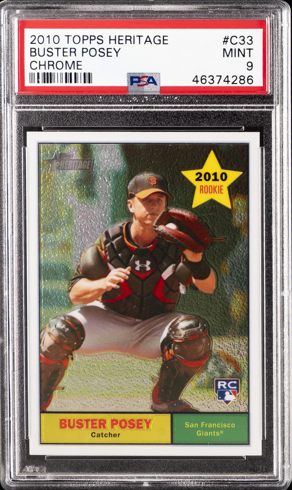 2010 TOPPS HERITAGE CHROME #C33 BUSTER POSEY 1756/1961 PSA 9