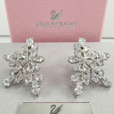 Neu SWAROVSKI Idyllie Schneeflocke Ohrclips rhodiniert silberfarben Box