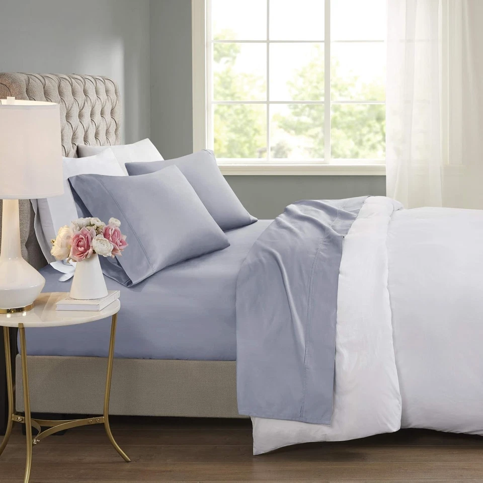 Beautyrest 600 TC Cooling Cotton Blend Solid Bed Sheet Set Soft All Season 4-PC