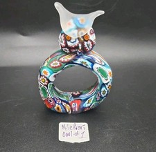 HTF Murano Italy Venetian KB Art Glass Blown Glass Millefiori Owl Napkin Ring #1