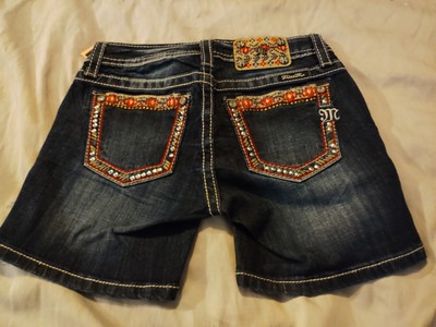 Miss Me Girls Denim Shorts Size 12 JK8524D Mid Short Rhinestone 
