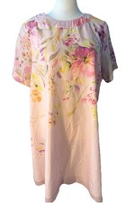 Lavender Brown Floral Cotton Dress Made in USA Pink Lined Size S