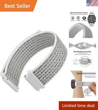 18mm Adjustable Nylon Watch Band - Quick Release Sport Loop in White/Gray