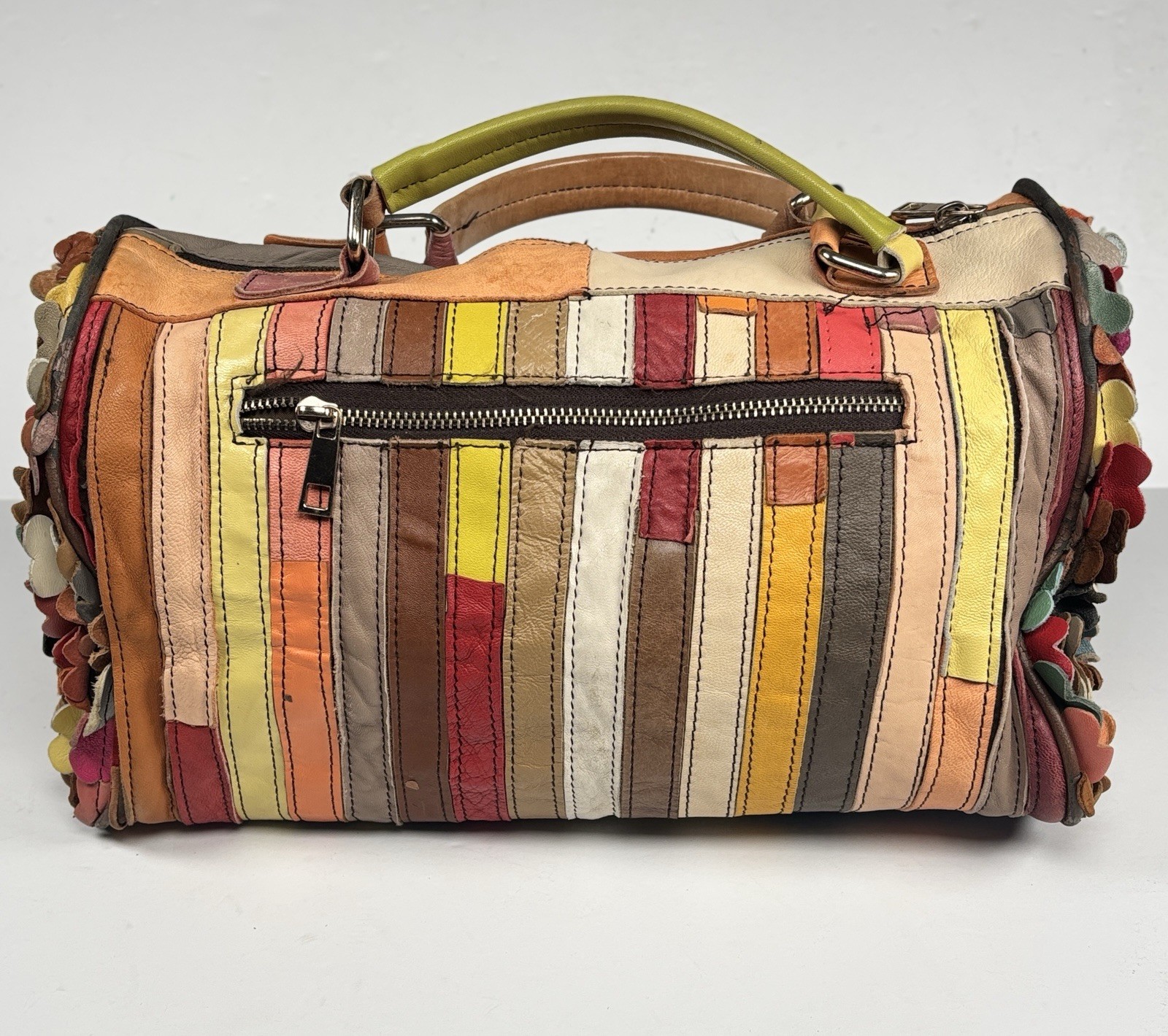 Multicolored Leather Patchwork And Woven Dual Han… - image 7