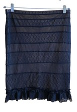 Sheer Navy Tiered Skirt With Ruffle Hem Lace Detail coquette whimsygoth