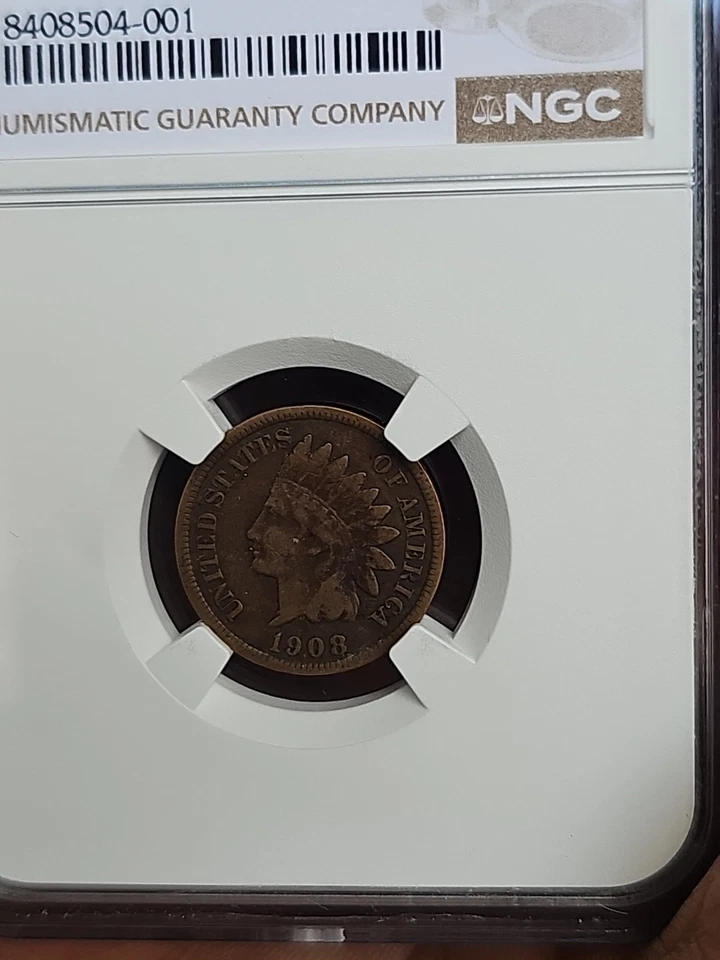 NGC F15 1908-S Indian Cent Choice Tough Key San Francisco Date Certified Coin - Image 3 of 4