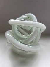 Modern White Twisted Glass Knot Orb Sculpture Decorative Paperweight