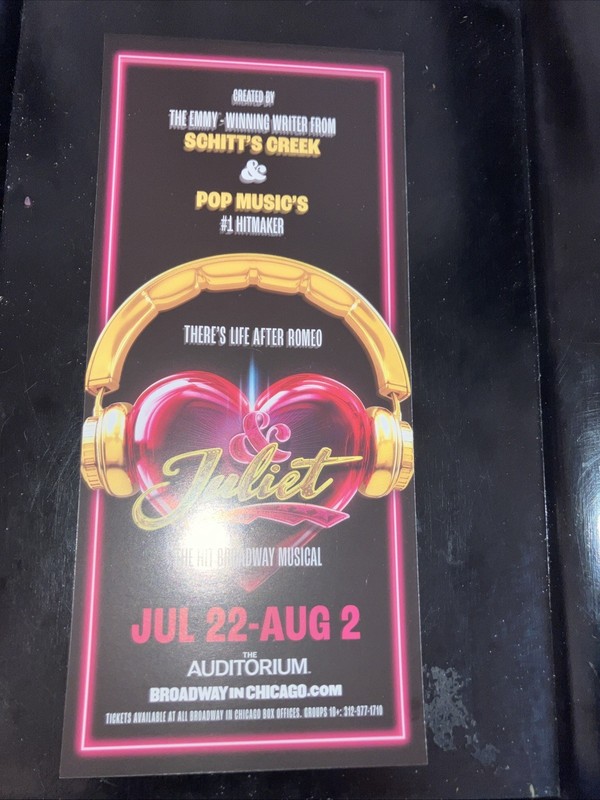 & Juliet Musical Chicago Jukebox Chicago Tour 2026 Jul 22-Aug 2 LAST ONE