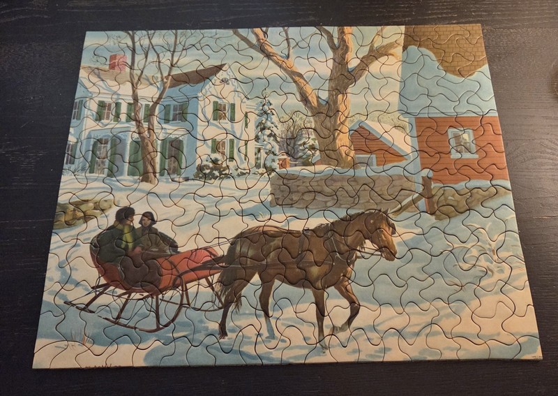 1940's Vintage TUCO Deluxe Puzzle COMPLETE   " Winter On The Farm "