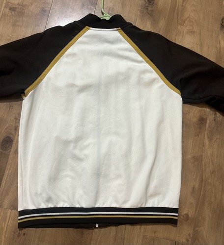 VTG Y2K Mossimo Track Jacket Mens L Embroidered Lion Crest Brown Banded Zip Up - Picture 6 of 8