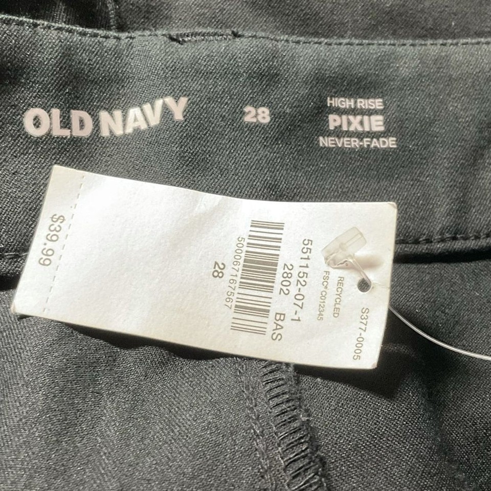 Old Navy 28 Pants Black HIGHRISE PIXIE NEVERFADE Ankle Cropped