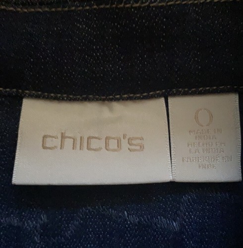 Chico's Floral Applique Denim Jeans Jacket Size 0 (S/M) - Picture 3 of 6