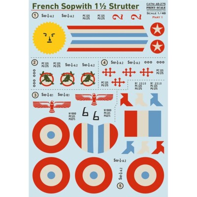 Sopwith 1 1/2 Strutter Decals Part 1 DECALS Scale 1:48 Print Scale 48-275