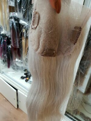 12A 24INCH 4X4 SILVER GREY CLIPS LACE Closure 100% Brazilian Human Hair Straight