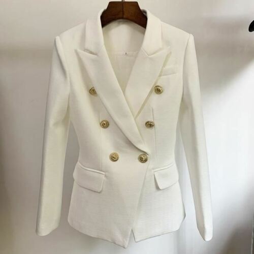 New Women’s Gold Button Blazer Ladies Double Breasted Smart Formal Office Jacket - Picture 2 of 85