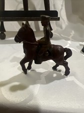 Vintage 1930's Soldier Cast Iron Grey Iron Soldier on Horse