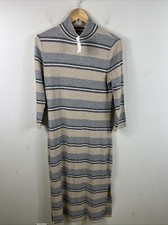Banana Republic Size L Stripe Luxespun Turtleneck Dress NWT $110