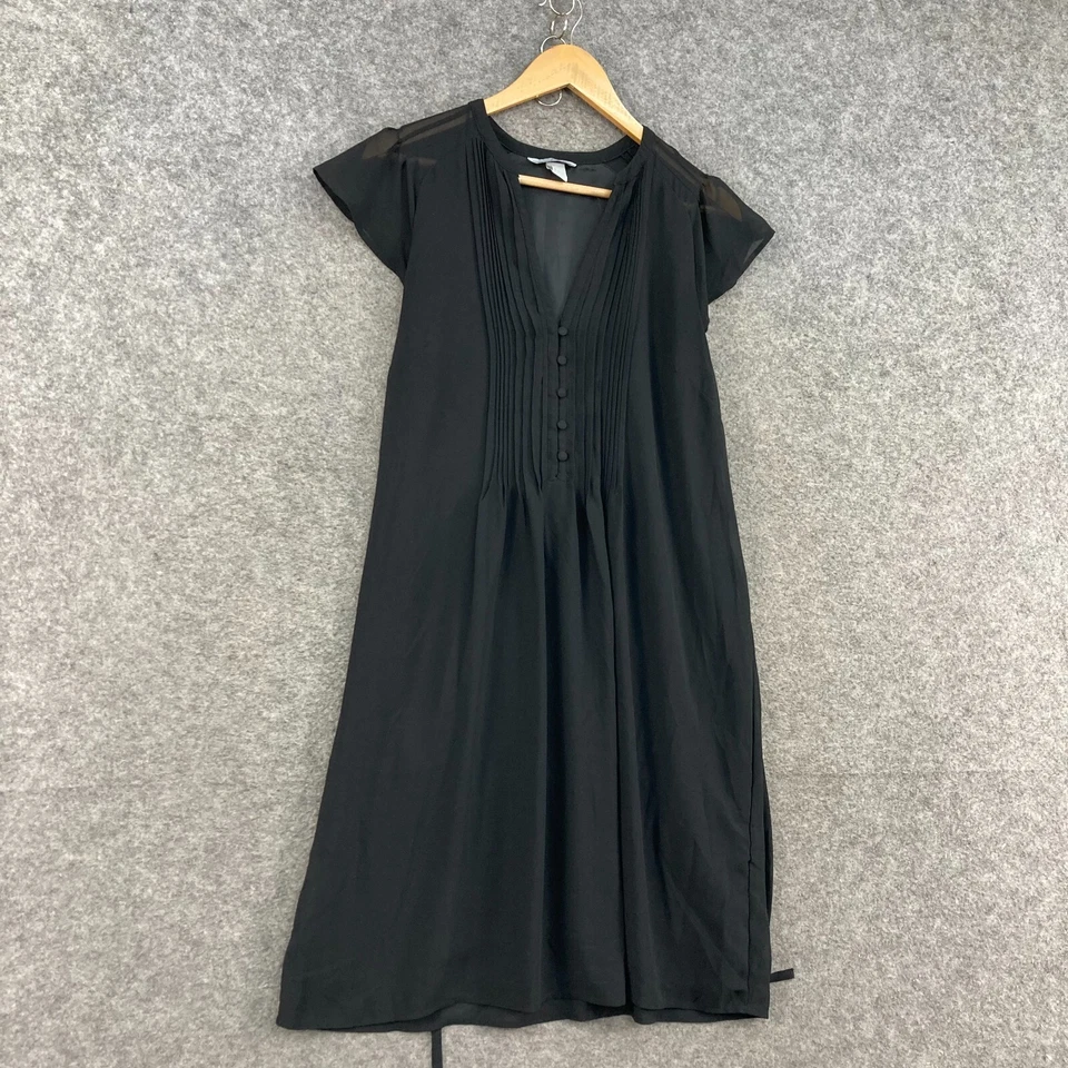 Vestido para mujer H&M talla 8 negro manga corta cuello en V cinturón cambio 203 Foto 2 de 4
