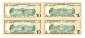 USA UNCUT 2x2 TEN DOLLARS US$10 banknote (UNC) 10美元4连体钞横版 - Image 2 of 2