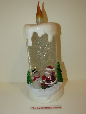 ACRYLIC CHRISTMAS CANDLE GLITTER LIGHT UP FLAME DECORATION NEW FREE SHIP