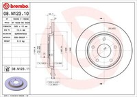 2X Brembo 08.N123.11 Bremsscheibe FüR Chrysler Dodge Passend FüR Fiat VW