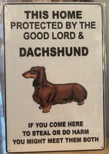 Dachshund Protection Themed 12"x8" Tin Sign NEW