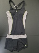 Nike Women's Standard Color Surge Powerback Tankini Swimsuit Set Gunsmoke Small