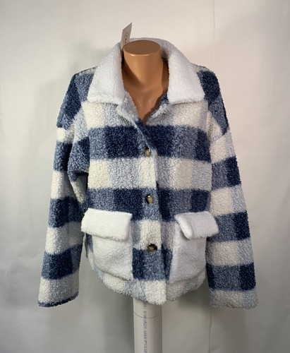 Cider Faux womens large Fur Jacket Sherpa Look Button New