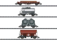 Minitrix 18722 Güterwagen Set N - Niederbordwagen, Kesselwagen, Silowagen, Seite