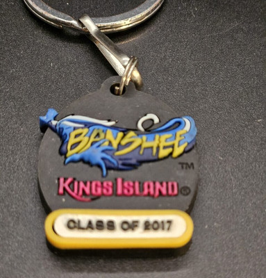 Kings Island Banshee roller coaster souvenir keychain class of 2017 vinyl