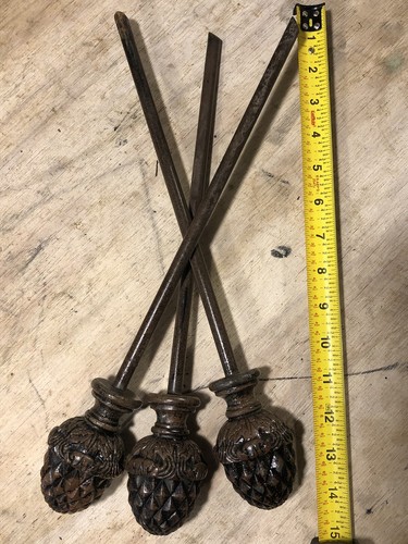 3 Acorn Pineapple style Antique Finial Bed Post Topper - Picture 3 of 4