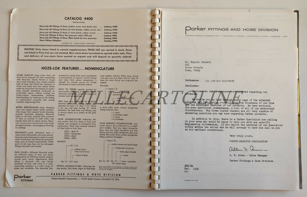 PARKER - Hose Fittings &amp; Hose Assemblies, Catalog 4400,Brochure  Cleveland Ohio | eBay