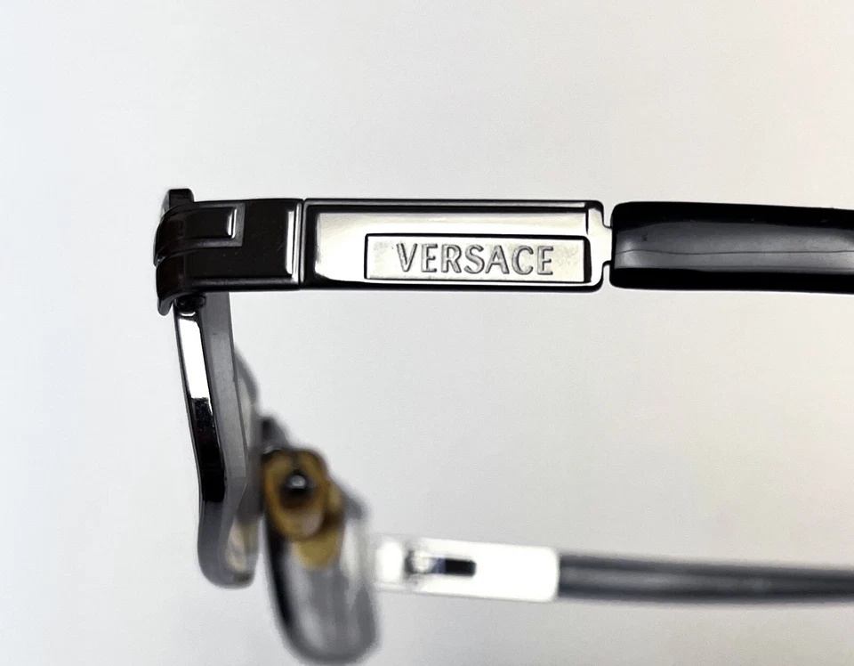 Versace Eyeglass Frames + Case. Model 1064. Silver and Black, Italy. 53-16 135 - Image 4 of 4