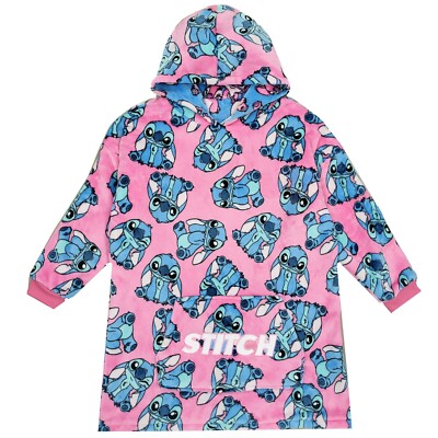 Girls Disney Lilo Stitch Hoodie Reversible Oversized Fleece