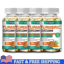 1950mg Turmeric Curcumin with Bioperine Black Pepper 120 Capsules High Potency
