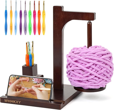 Magnetic Yarn Holder for Knitting and Crocheting, Wooden Yarn Spool Rack 
