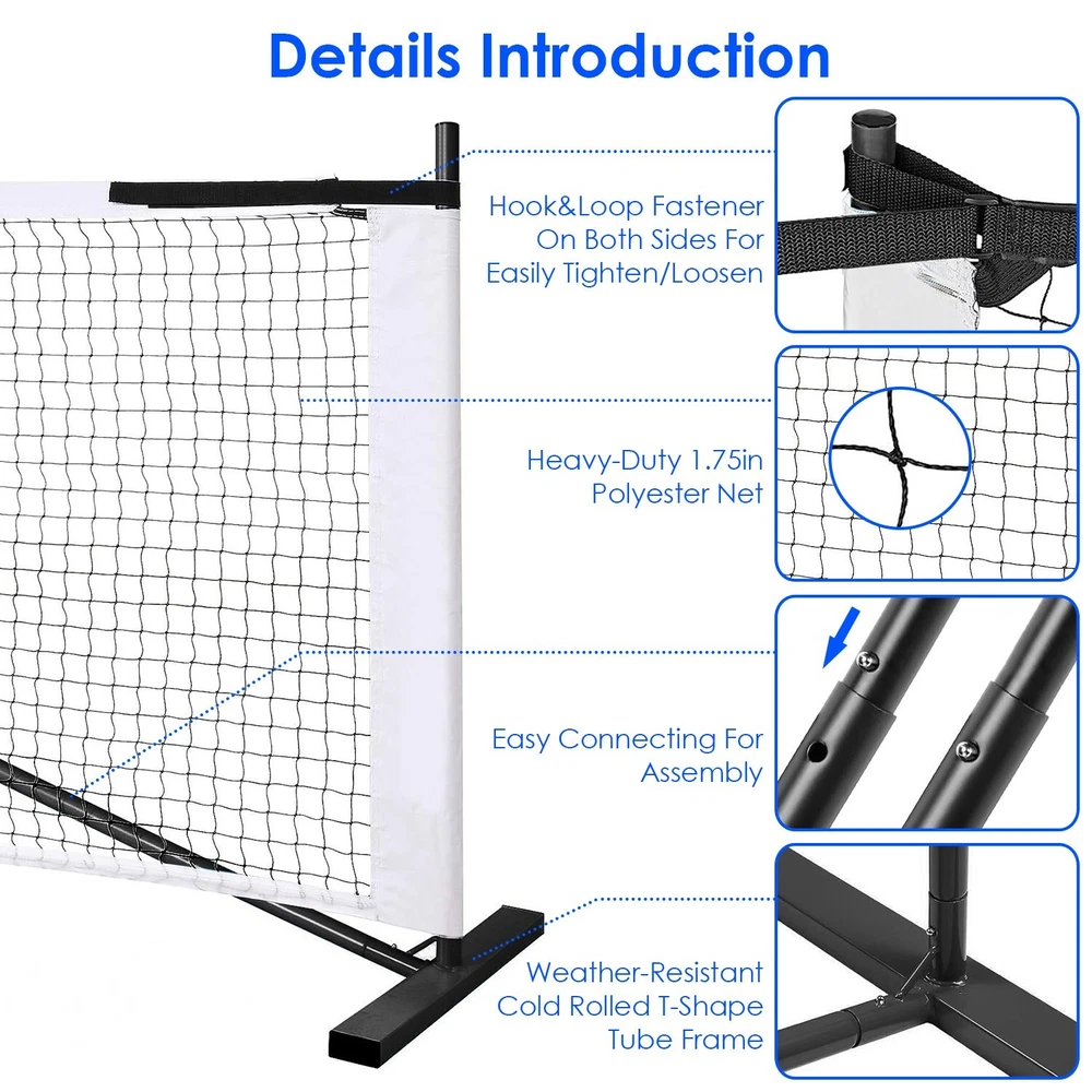Pickleball Net & 22ft Regulation Size Net Pickle Ball Net System w/Carrying Bag