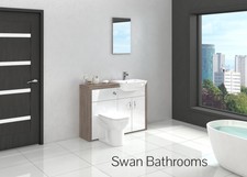 DRIFTWOOD / WHITE GLOSS BATHROOM FITTED FURNITURE 1200MM