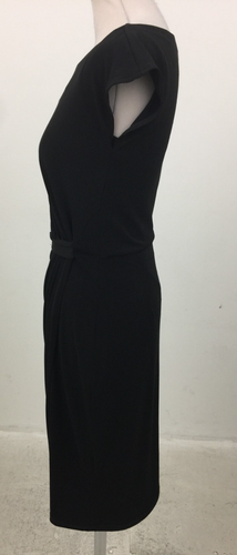 M&S Women's Dress Size 8 Black Stretch Lined Wrap Over Used F1 - Picture 2 of 10