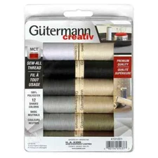 GÜTERMANN Creative 12 pc Sew-All 100m Thread Set – Neutral Colours
