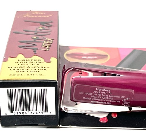 Lápiz labial de alto brillo licuado derretido TOO FACED HOT DESORDEN .16 OZ tamaño de viaje NUEVO con CAJA - Imagen 2 de 3