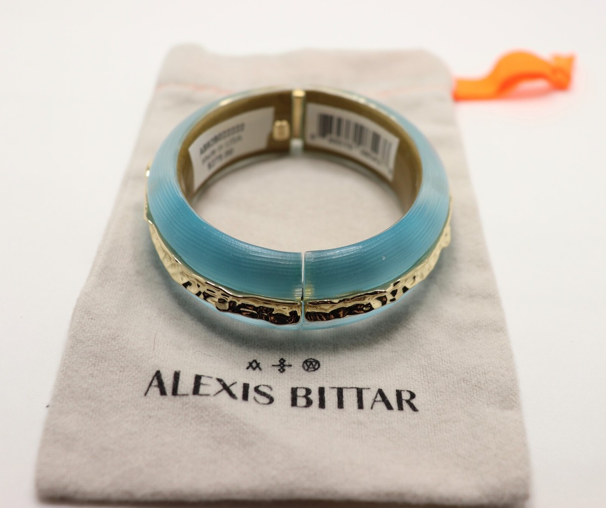NWT ALEXIS BITTAR BLUE LUCITE WITH CRINKLE GOLD BAND HINGED NWT ALEXIS BITTAR BLUE LUCITE WITH CRINKLE GOLD BAND HINGED