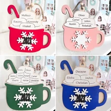 DIGITAL SVG Laser Cut File Hot Chocolate Mug Ornaments Up to 9 Names Glowforge