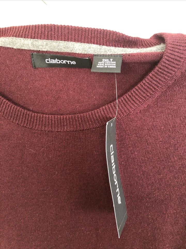 CLAIBORNE LONG SLEEVE  MENS Burgundy SWEATER SIZE XXL NWT - Image 2 of 4